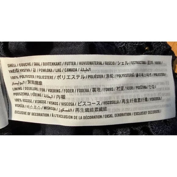 Abercrombie & Fitch Mini Dress Sz XXS Black Floral Embroidered Ruched LBD Boho - Picture 14 of 16